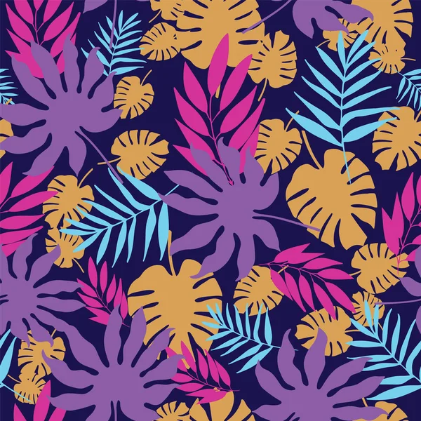 Vector feuilles tropicales colorées motif sans couture répéter . — Image vectorielle