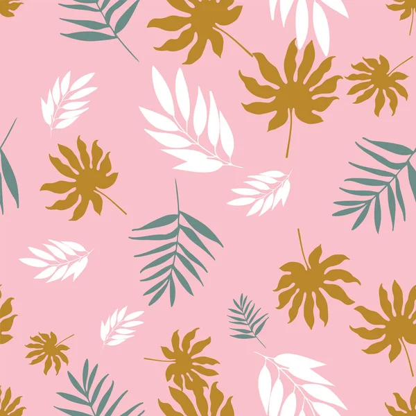 Vecteur doux pastel feuilles tropicales motif sans couture répéter . — Image vectorielle
