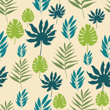 Vektör egzotik tropikal yaprakları Dikişsiz desen tekrar.