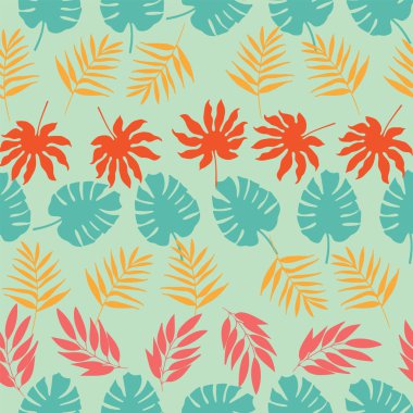 Tropikal yapraklar vektör yatay satırlar Dikişsiz desen