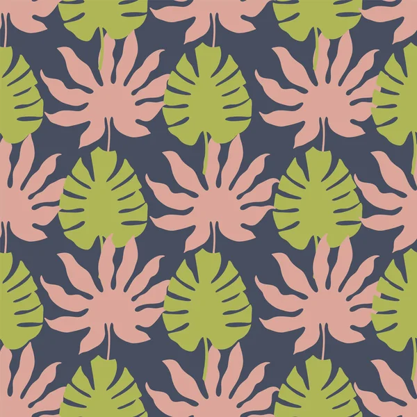 Vector Monstera feuilles tropicales motif sans couture répéter — Image vectorielle