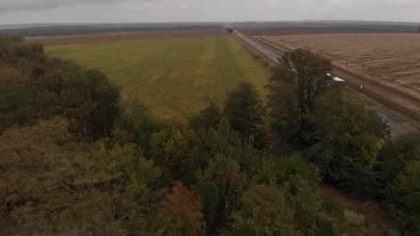 Flyger Över Den Dåliga Vägen Landsbygden Asfalt Gropar Och Hål — Stockvideo