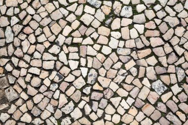 Doğal ayrı cobblestones kaldırım ayrıntı, yukarıdan görünüm