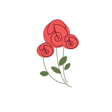 İnce saplar üzerinde üç kırmızı gül