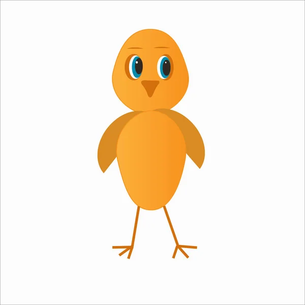 Small yellow chicken on thin legs — Stock Vector