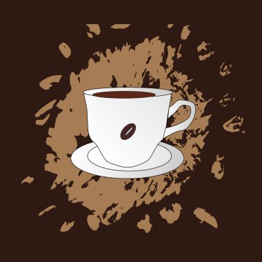 Kahve çekirdeği desenli beyaz kahve fincanı