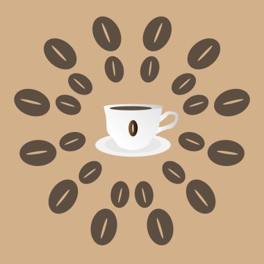 Kahve çekirdekleri bir çiçek Simge kupalar