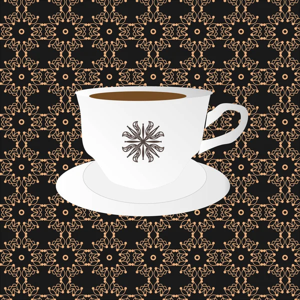 Taza de café blanco con hermoso patrón floral — Vector de stock