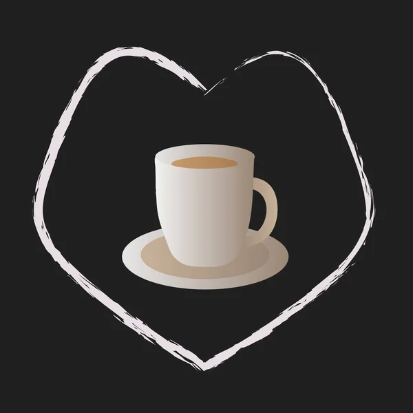 Taza de café beige en el corazón — Vector de stock