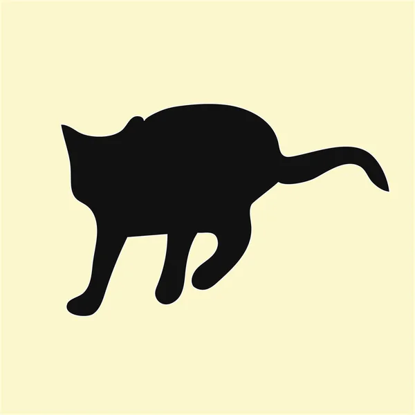 Silueta negra de un gato malvado pomposo — Vector de stock