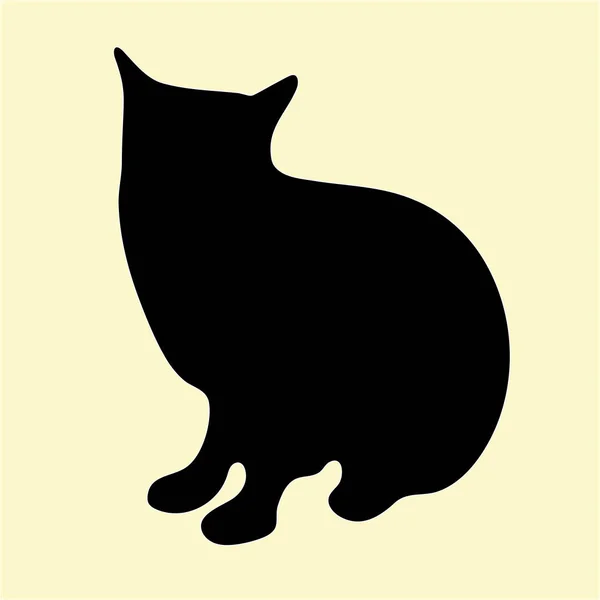 La silueta del gato en la posición sentada — Vector de stock