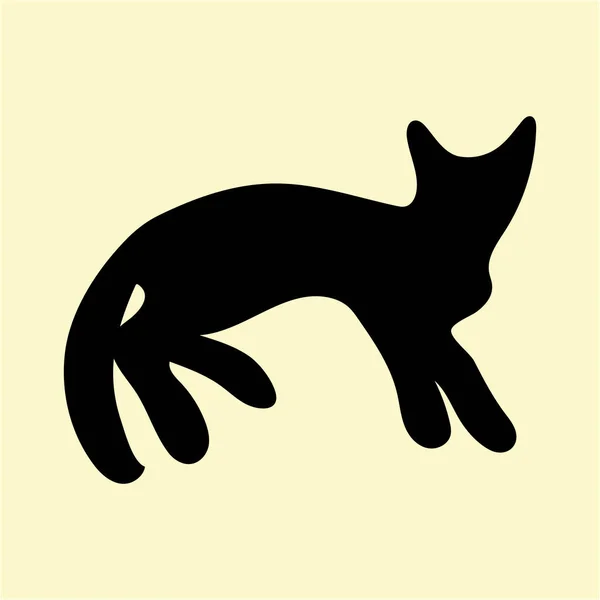 Silueta de un gato negro acostado — Vector de stock