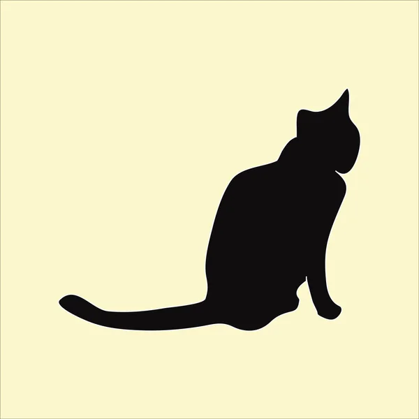 Silueta de un gato negro sentado — Vector de stock