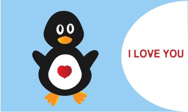 Siyah penguen beyaz arka planda aşık.