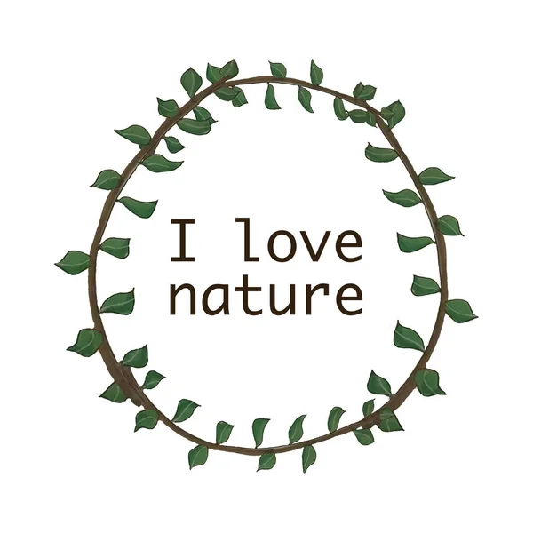 Isolerad Illustration Med Bildtexten Jag Älskar Naturen — Stockfoto