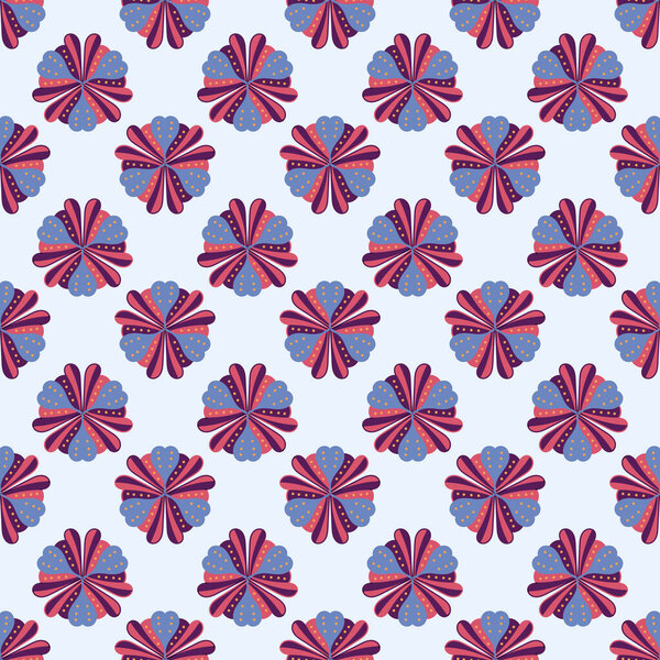 Seamless vector flower pattern on white background