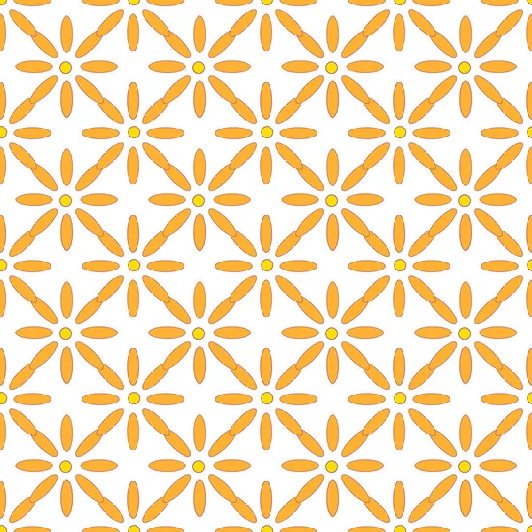 纺织品设计或包装用的橙黄色雏菊瓷砖的图案 — 图库矢量图片