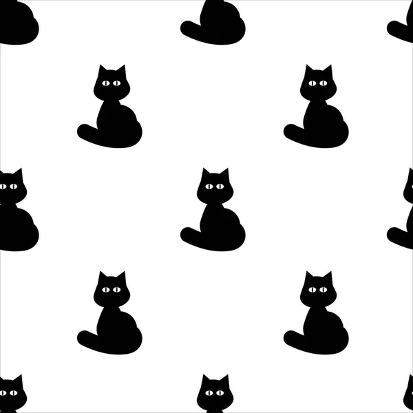 Modello di silhouette di gatto nero senza cuciture per qualsiasi disegno — Vettoriale Stock
