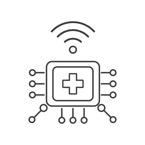 Elektroniska Implantat Hälsoövervakning Med Informationsöverföring Vektor Symbol — Stock vektor