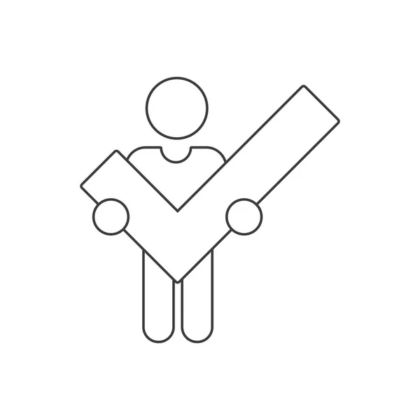 Man Check Mark Completed Task Completed Quest Vector Icon — Stock Vector