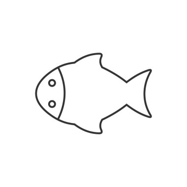 Bir balık. Vektör satırı simgesi. Beyaz arka plan.