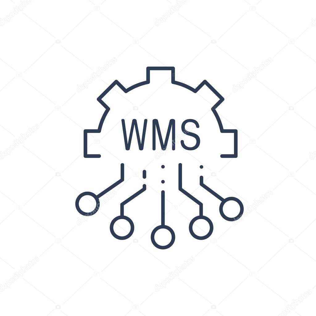 WMS warehouse management system.Business automation and innovation. Vector icon.