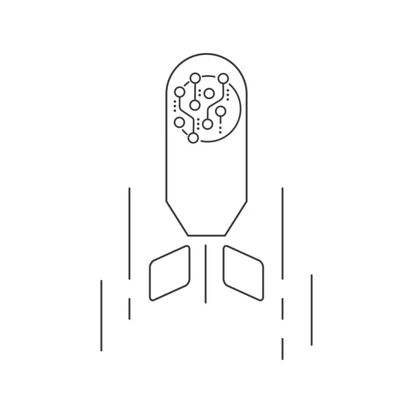 Κεφαλή Πυραύλου Ηλεκτρονικά Πυραύλων Λεπτή Γραμμή Λευκό Φόντο Εικονίδιο Του — Διανυσματικό Αρχείο
