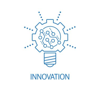 Yenilik. Doğrusal vektör simgesi. Beyaz arka plan.