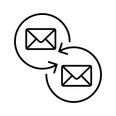 Harfler, iletileri değişimi. Beyaz arka plan üzerinde vektör simgesi.