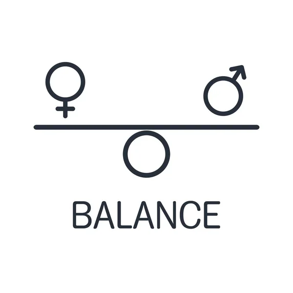 Genderové Vyváženosti Vztah Rovnost Muž Žena Žena Vektorové Ikony Bílém — Stockový vektor