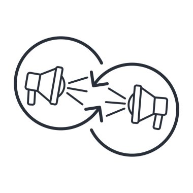 Küfür, anlaşmazlığı. Doğrusal vektör simgesi, beyaz arka plan.
