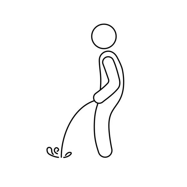 Homme Qui Urine Icône Vectorielle Linéaire Fond Blanc — Image vectorielle