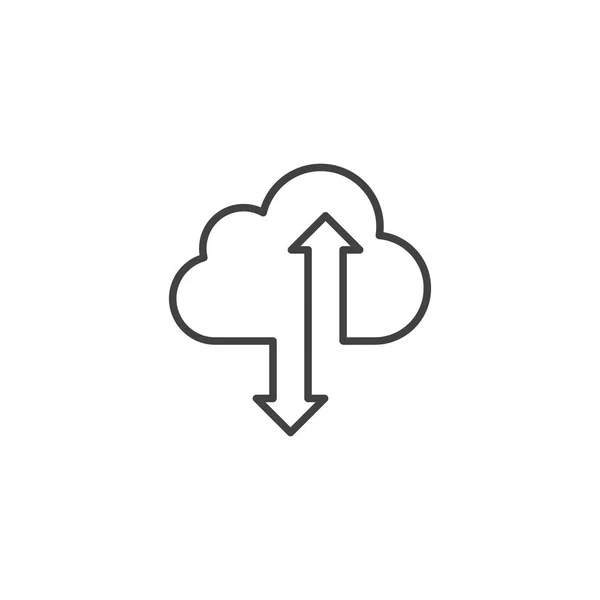 Transfert Informations Données Vers Réseau Cloud Icône Vectorielle Linéaire Sur — Image vectorielle
