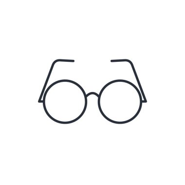 Yuvarlak gözlük. Vektör Lineer kutsal kişilerin resmi, beyaz arka plan.