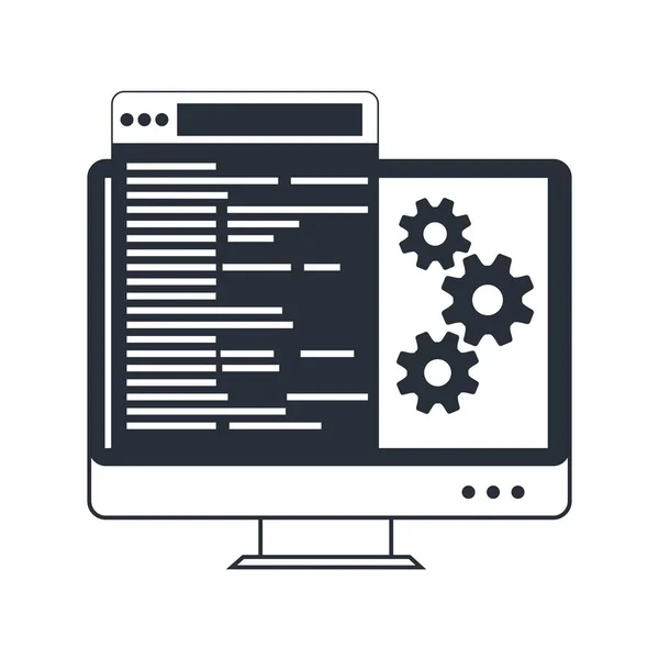 全堆栈开发人员和计算机软件编码向量概念 — 图库矢量图片