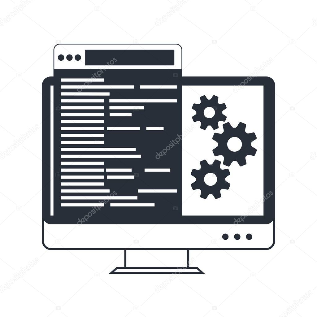 Full stack developer and computer software coding vector concept.