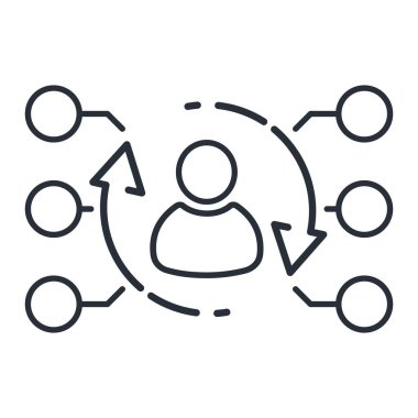 Etkileşimli kullanıcı. Beyaz arkaplanda izole edilmiş vektör doğrusal simgesi.