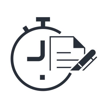 Belge ve saat. Anlaşma geçerliliği. Beyaz arkaplanda vektör simgesi izole edildi.