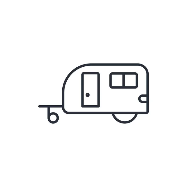 汽车住宅拖车 白色背景上孤立的矢量线性图标 — 图库矢量图片
