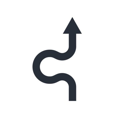 Arrow 'un yörüngesi. Engeli aşmak, tehlike. Beyaz arkaplanda vektör simgesi izole edildi.