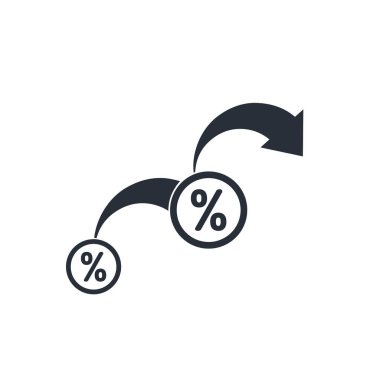 Yüzde al ve atla. Kesintiler, ödemeler. Beyaz arkaplanda vektör simgesi izole edildi.