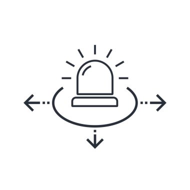  Alarm bildirimi. Beyaz arkaplanda izole edilmiş vektör doğrusal simgesi.