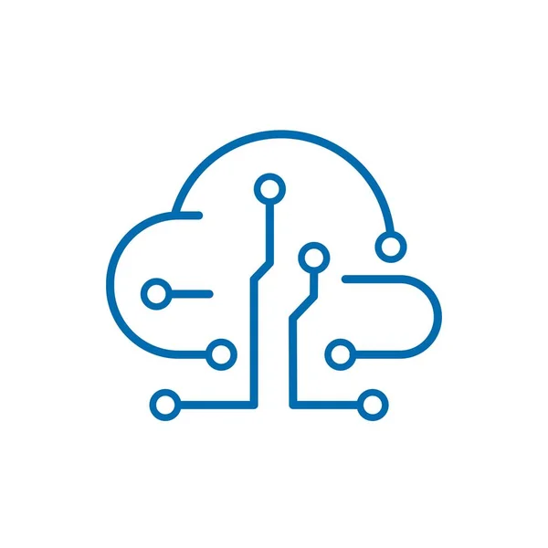 Serviço Eletrônico Nuvem Tráfego Informação Ícone Linear Vetorial Isolado Fundo —  Vetores de Stock