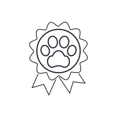 Köpek ödülü, madalya. Beyaz arkaplanda izole edilmiş vektör doğrusal simgesi.