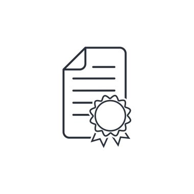 Garanti belgesi. Beyaz arkaplanda izole edilmiş vektör doğrusal simgesi.