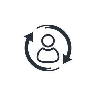 Kişiyi değiştir. Beyaz arkaplanda izole edilmiş vektör doğrusal simgesi.