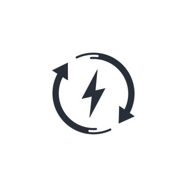 Şarj et. Beyaz arkaplanda vektör simgesi izole edildi.