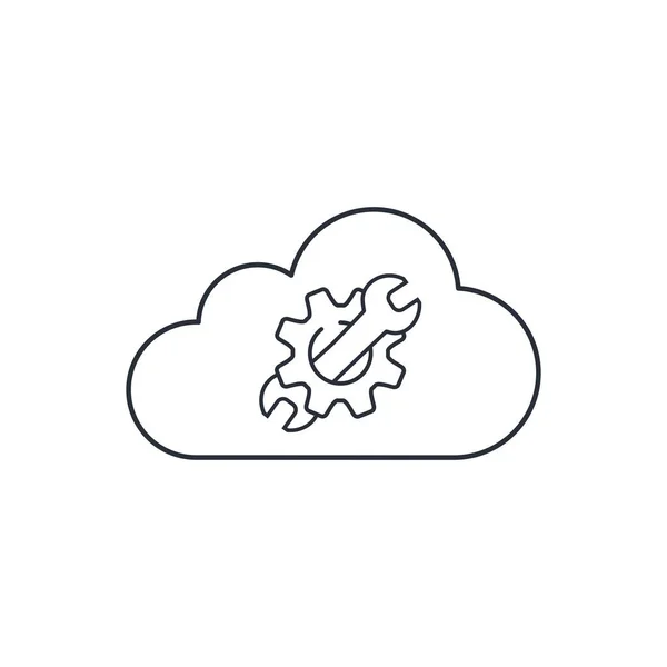 Cloud Paramètres Icône Vectorielle Linéaire Isolée Sur Fond Blanc — Image vectorielle
