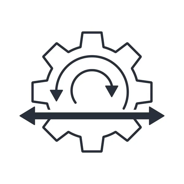 Diferencia Engranajes Flechas Icono Lineal Vectorial Aislado Sobre Fondo Blanco — Archivo Imágenes Vectoriales