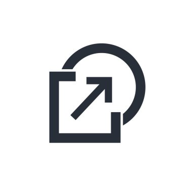 Kare, daire ve ok. Kareden kareye geçiş. Beyaz arkaplanda izole edilmiş vektör doğrusal simgesi.